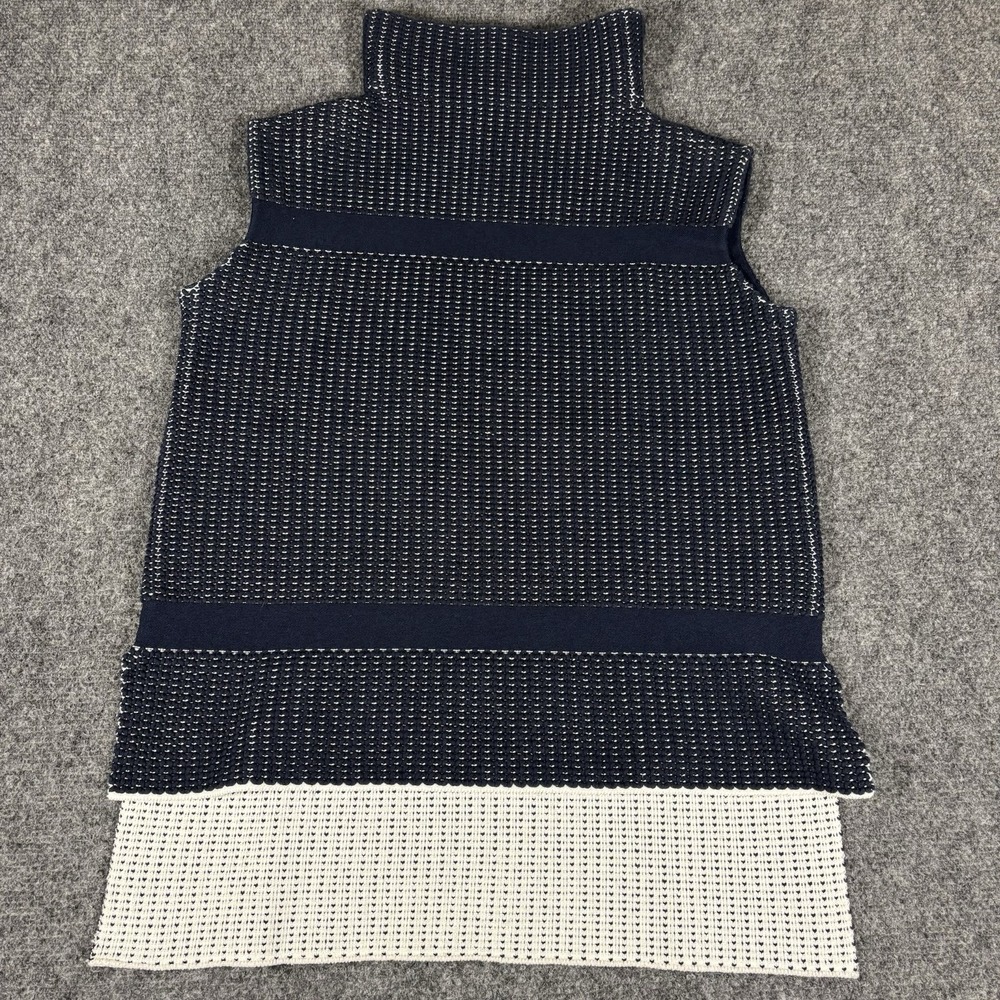 Epoca Sleeveless Knit‎ Top Womens 40 Navy White Mock Neck Textured Colorblock